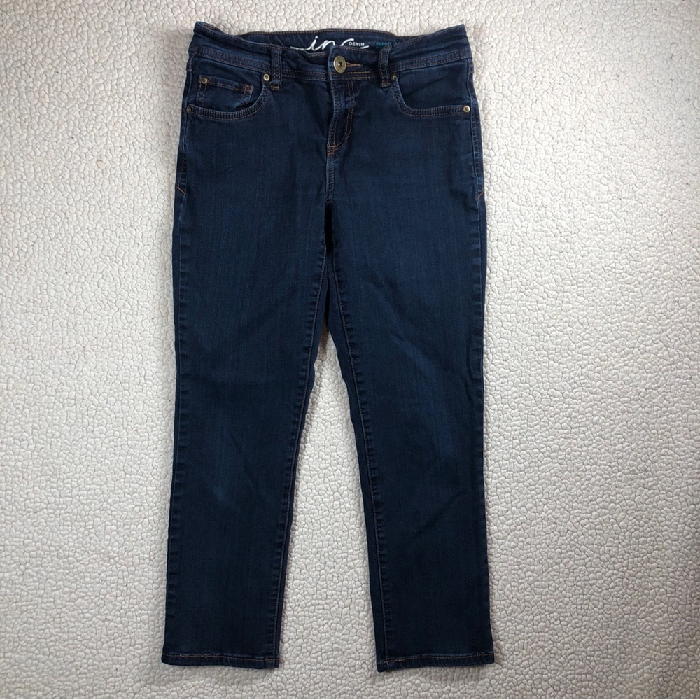 INC‎ Denim Women’s Skinny Leg Regular Fit Crop Jeans Size 4 Dark Wash Stretch